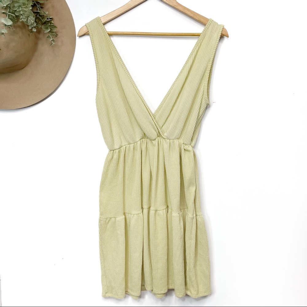 CAUTION TO THE WIND• muted yellow sleeveless dress